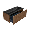 MONDIAZ KURVE 100cm Meuble salle de bain - couleur Walnut - 1 tiroir - vasque BIG MEDIUM centre - 1 trou de robinet - Urban SW1138497