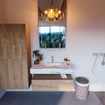Mondiaz ALAN-DLUX Ensemble de meuble - 100cm - meuble Washed Oak mat - 1 tiroir - Lavabo Cloud Glace suspendu - vasque Centre - 1 trou de robinet SW808803