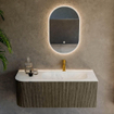 Mondiaz KURVE-DLUX Ensemble de meuble de salle de bains - 115x46x40cm - 1 tiroir - 1 porte - lavabo solid surface - droite - 1 trou de robinet - Shadow SW1414046