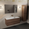 Mondiaz AIVY Ensemble de meuble - 120x45x50cm - 0 trous de robinet - 1 vasque Urban Solid surface - Centre - 2 tiroirs - sans miroir - Melamine Mocha SW892161