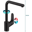 Hansgrohe Focus Mitigeur de cuisine 1 trou 280 mm avec bec droit pivotant noir mat SW297545