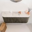 Mondiaz JOYA-DLUX 93.2cm toiletmeubel - ronding links en rechts kleur Shadow - Wastafel FAYE positie Midden 1 kraangat kleur Ostra. SW1423038