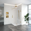 BRAUER Void paroi de douche à l’italienne en verre claire 90 x 200 cm avec traitement anticalcaire - PVD or brossé SW638708