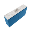 MONDIAZ TURE-DLUX Meuble toilette - 100cm - Jeans - EDEN - vasque Glace - position centrale - 1 trou de robinet SW1103314