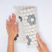 La Mosaic Factory London carreau mosaïque - 26x30cm - carrelage mural et de sol - Hexagone/Hexagone - Porcelaine Blanc + Noir Mat SW258556