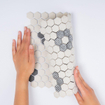 The Mosaic Factory London mozaïektegel - 26x30cm - wand en vloertegel - Zeshoek/Hexagon - Porselein White + Black Mat SW258556