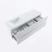 MONDIAZ VICA meuble sous lavabo 150cm Talc 2 tiroirs. Lavabo CLOUD gauche sans trou de robinet, couleur Talc. SW1381821