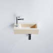 FugaFlow Efficiente Ensemble fontaine Pietra - 37,5x18,5x9cm - céramique - trou de robinet à gauche - robinet de fontaine chrome - bouchon de vidange - siphon abaissé - Beige mat SW1442327