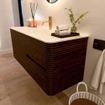 Mondiaz CIRO-DLUX Badkamermeubelset - 120x45x50cm - Solid surface wastafel Opalo - 1 wasbak Midden - 1 kraangat - 2 lades - Walnut SW1530489