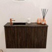 Mondiaz JOYA-DLUX 70cm toiletmeubel - kleur Walnut - Wastafel FAYE positie Links 1 kraangat kleur Lava. SW1422444