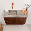 Mondiaz JOYA-DLUX 61.6cm toiletmeubel - ronding rechts kleur Ruby - Wastafel FAYE positie Links Zonder kraangat kleur Oza. SW1425531