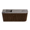 Mondiaz JOYA-DLUX 91.6cm toiletmeubel - ronding rechts kleur Walnut - Wastafel FAYE positie Links 1 kraangat kleur Sombra. SW1424754