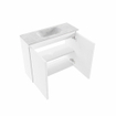 MONDIAZ TURE-DLUX Meuble de toilettes 60 cm Talc. EDEN lavabo Opalo position milieu. Avec 1 trou de robinet. SW1104119