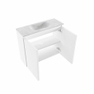 MONDIAZ TURE-DLUX Meuble toilette - 60cm - Talc - EDEN - vasque Opalo - position centrale - 1 trou de robinet SW1104119