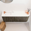 Mondiaz JOYA 101.6cm toiletmeubel - ronding rechts kleur Shadow - Wastafel FAYE positie Links 1 kraangat kleur Talc. SW1421511