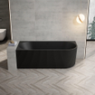 FugaFlow Eccelente Anta Vrijstaand Bad - 170x80x58cm - links - ribbel - met afvoer - mat zwart SW1447029