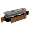 MONDIAZ THOR-DLUX 200cm meuble de salle de bains arrondi gauche + droite couleur Ruby avec 2 tiroirs et 2 portes. Vasque suspendue CLOUD Double sans trou de robinet couleur Oza. SW1467200