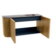 Mondiaz JOYA-DLUX 81.6cm meuble de toilette - arrondi gauche couleur Chêne - Vasque FAYE position Droite Sans trou de robinet couleur Oza. SW1424124