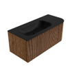 MONDIAZ KURVE 105cm Meuble salle de bain avec module 25 D - couleur Walnut - 1 tiroir - 1 porte - vasque BIG SMALL gauche - sans trous de robinet - Urban SW1138491