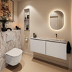 MONDIAZ TURE-DLUX Meuble toilette - 120cm - Linen - EDEN - vasque Glace - position droite - sans trou de robinet SW1103376