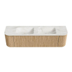 MONDIAZ KURVE-DLUX 170cm Meuble salle de bain avec module 25 G et D - couleur Oak - 1 tiroir - 2 portes - vasque LEAF double - 2 trous de robinet - couleur Ostra SW1137792