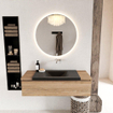 Mondiaz BUKLA Ensemble de meuble - 120x45x34cm - 0 trous de robinet - lavabo centré - solid surface - Urban - sans poignée - 1 tiroir - Mélamine - Chêne blanchi SW704794
