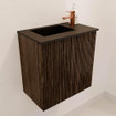 Mondiaz JOYA 40cm toiletmeubel - kleur Walnut - Wastafel FAYE positie Links 1 kraangat kleur Urban. SW1421313
