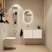 MONDIAZ TURE-DLUX Meuble toilette - 100cm - Talc - EDEN - vasque Opalo - position gauche - sans trou de robinet SW1104142