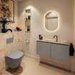 MONDIAZ TURE-DLUX Meuble toilette - 100cm - Smoke - EDEN - vasque Frappe - position centrale - 1 trou de robinet SW1103056