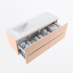 Mondiaz VICA ensemble de meuble de salle de bain - 130cm - meuble sous lavabo rosee - 4 tiroirs - lavabo cloud gauche - 1 trou de robinet - version haute de 60cm - talc SW1083323