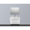 Saniclass Smallline badmeubel met spiegel 60x38cm keramisch hoogglans wit 1 kraangat SW7116
