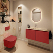 MONDIAZ TURE-DLUX Meuble toilette - 100cm - Fire - EDEN - vasque Frappe - position centrale - sans trou de robinet SW1102752