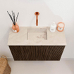 Mondiaz JOYA-DLUX 60cm toiletmeubel - kleur Walnut - Wastafel FAYE positie Midden Zonder kraangat kleur Frappe. SW1422262
