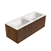 MONDIAZ KURVE-DLUX 120cm Meuble salle de bain - couleur Walnut - 1 tiroir - vasque LEAF double - 2 trous de robinet - couleur Frappe SW1137471