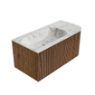 MONDIAZ KURVE-DLUX 95cm Meuble salle de bain avec module 25 D - couleur Walnut - 1 tiroir - 1 porte - vasque BIG SMALL gauche - 1 trou de robinet - couleur Glace SW1138027