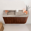 Mondiaz JOYA-DLUX 71.6cm toiletmeubel - ronding rechts kleur Ruby - Wastafel FAYE positie Links 1 kraangat kleur Oza. SW1425534