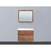 BRAUER Natural Wood Meuble avec miroir 80cm suspendu Grey Oak avec vasque Blanc 1 trou pour robinetterie SW2736