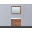 Saniclass Natural Wood badkamermeubelset 80cm hangend model grey oak met wastafel wit 1 kraangat inclusief spiegel SW2736