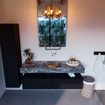 Mondiaz ALAN-DLUX Ensemble de meuble - 150cm - meuble Urban mat - 2 tiroirs - Lavabo Cloud Lava suspendu - vasque Centre - 0 trous de robinet SW807933