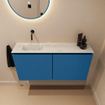 MONDIAZ TURE-DLUX Meuble toilette - 100cm - Jeans - EDEN - vasque Opalo - position gauche - sans trou de robinet SW1104345