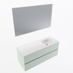 Mondiaz VICA ensemble de meuble de salle de bain - 120cm - meuble sous-vasque greey - 2 tiroirs - lavabo moon droite - 1 trou de robinet - couleur talc - miroir LED - version XL 60cm haut SW1092054