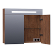 BRAUER Promise Armoire de toilette 80x70x15cm éclairage intégré rectangulaire 2 portes pivotantes MFC Forest Cacao SW371652
