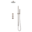 Fortifura Nebbio Ensemble de douche pluie - robinet encastré - corps encastré - barre coulissante - flexible de douche métal - douchette à main barre - bras mural 35cm - tête de douche ronde - cuivre brossé PVD (cuivre) SW1237978