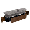 MONDIAZ THOR-DLUX 200cm meuble de salle de bains arrondi gauche + droite couleur Walnut avec 2 tiroirs et 2 portes. Vasque suspendue CLOUD Milieu 1 trou de robinet couleur Sombra. SW1467258