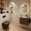 MONDIAZ TURE-DLUX Meuble toilette - 60cm - Rust - EDEN - vasque Ostra - position droite - 1 trou de robinet SW1105057