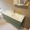 Mondiaz VICA-DLUX ensemble de meuble de salle de bain - 120cm - meuble sous-vasque armée - 4 tiroirs - lavabo encastré nuage droite - 1 trou de robinet - version haute de 60cm - opalo SW1086494