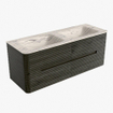 Mondiaz CIRO-DLUX Badkamermeubelset - 130x45x50cm - Solid surface wastafel Nata - 2 wasbak Dubbel - 2 kraangaten - 4 lades - Shadow SW1532582