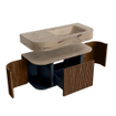 MONDIAZ THOR-DLUX 100cm meuble de salle de bains arrondi gauche + droite couleur Walnut avec 1 tiroir et 2 portes. Vasque suspendue CLOUD droite 1 trou de robinet couleur Arena. SW1467451