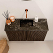 Mondiaz JOYA-DLUX Meuble de salle de bains 70cm - couleur Walnut - Vasque FAYE position Milieu Sans trou de robinet couleur Lava SW1422497