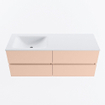 MONDIAZ VICA Ensemble meuble de salle de bains - 130cm - meuble bas rosee - 4 tiroirs - lavabo cloud à gauche - sans trous de robinet - version hauteur 60cm - talc SW1083334